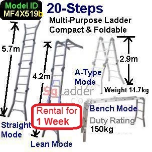 Multi-Fold Aluminum Ladder 20-Steps Rent 1 Week