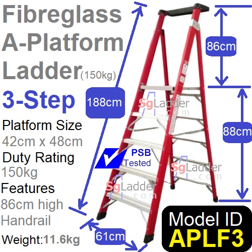 Fibreglass A-Platform Ladder 3-Step